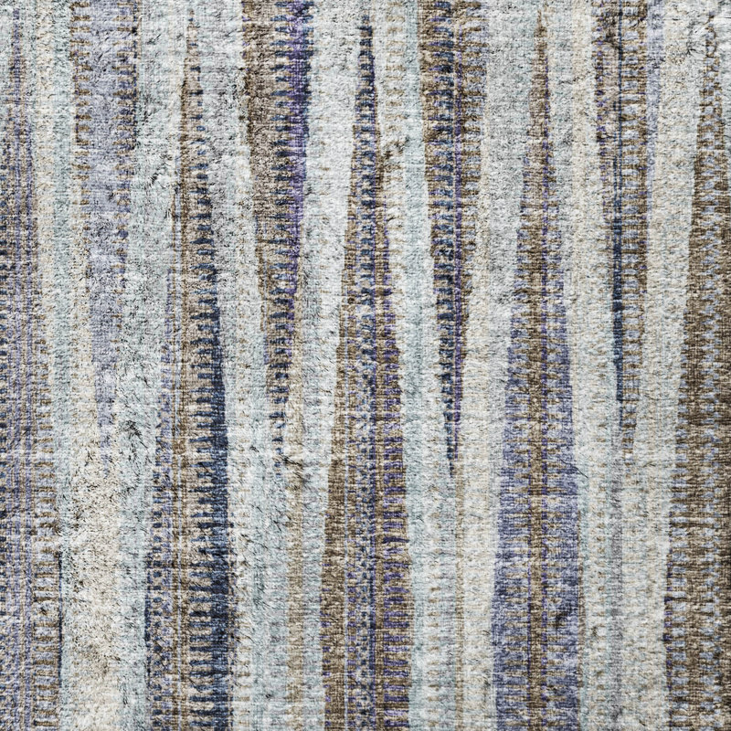 Tapis à rayures texturé de qualité supérieure lavable à la machine ADS31, Océan, 10 pi x 14 pi