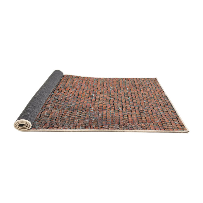 Tapis rouge/bleu à motifs Nora, Rond 6 pi