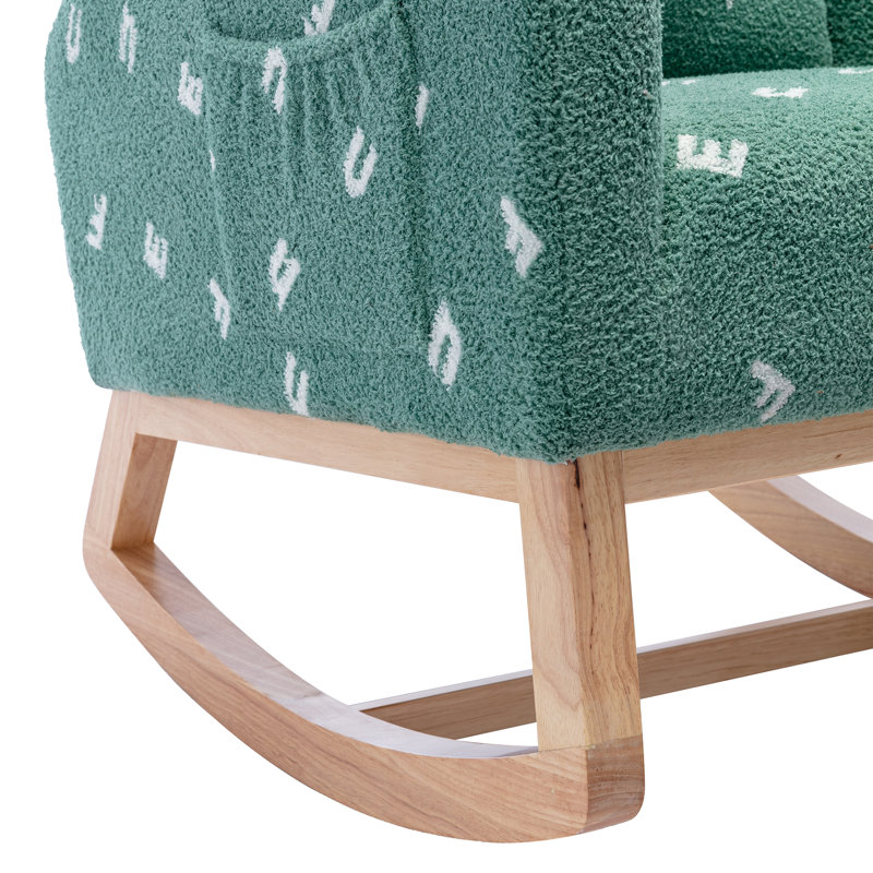 Mcardle Rocking Chair, Green Boucle Fabric