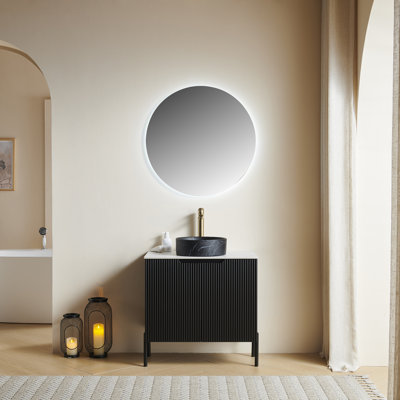 Meuble-lavabo de salle de bain 30 po avec lavabo, meuble-lavabo autoportant avec 2 portes Turio