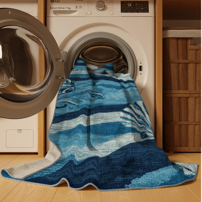 Tapis bleu marine lavable