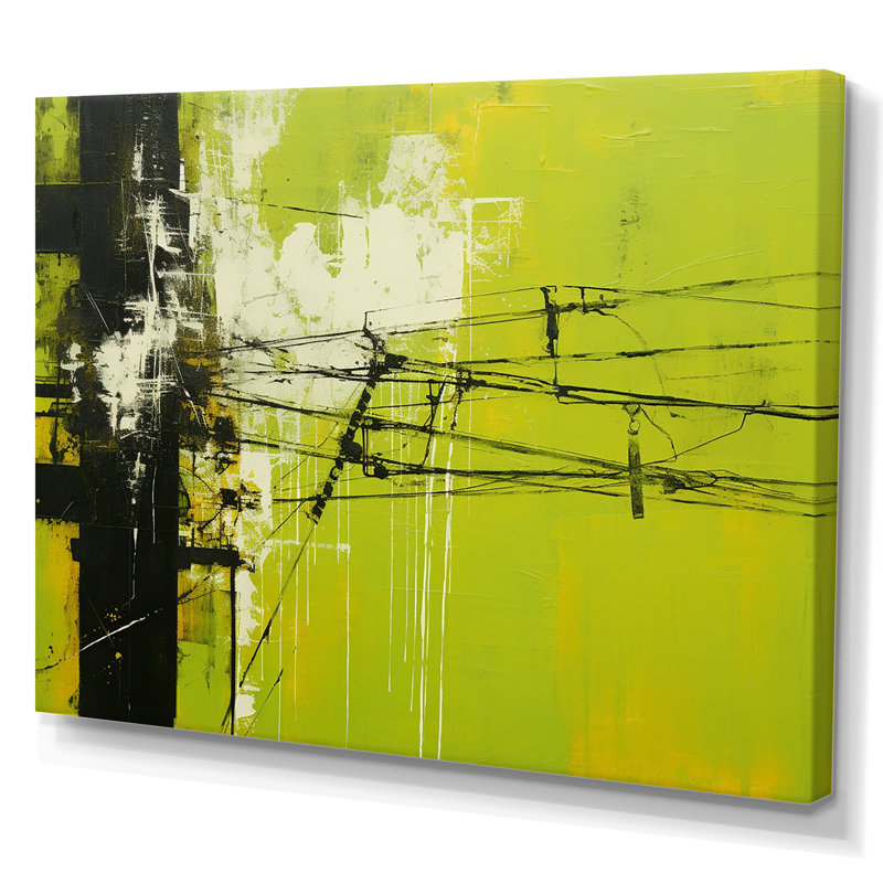 Lignes électriques Minimalist Olive, H 16 po x l 32 po x P 1 po, Toile tendue