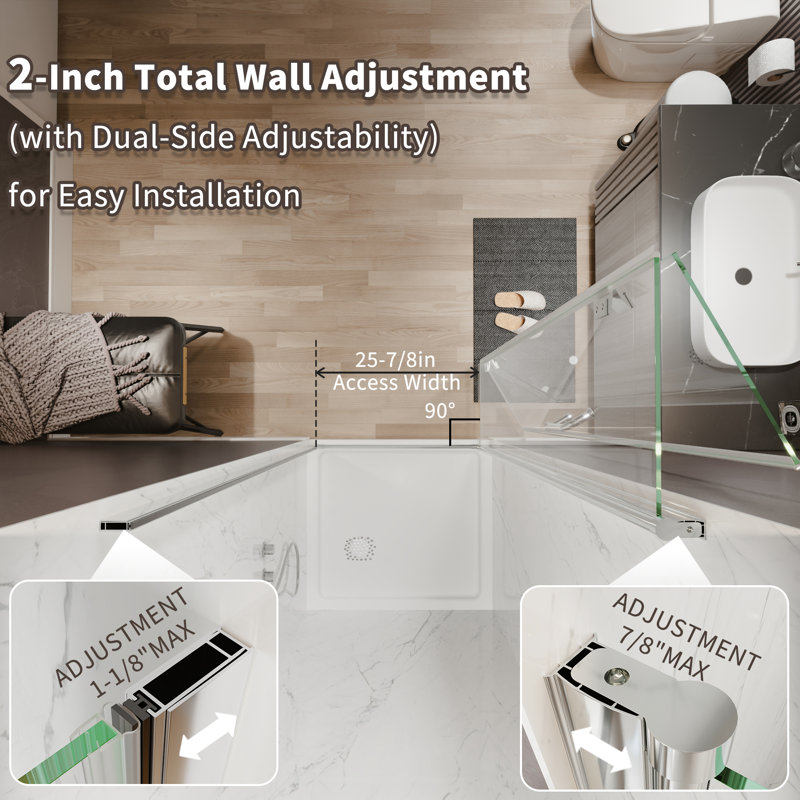 30-31.5 in. W x 72 in. H Frameless Bi-Fold Shower Door in Chrome with Clear SGCC Tempered Glass, Chrome
