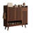 Shoe Cabinet Slatted Design Adjustable Shelves Modern Storage Organizer
