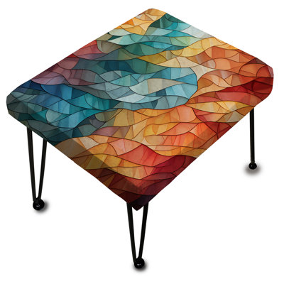 Repose-pieds géométrique rectangulaire en mosaïque de verre multicolore