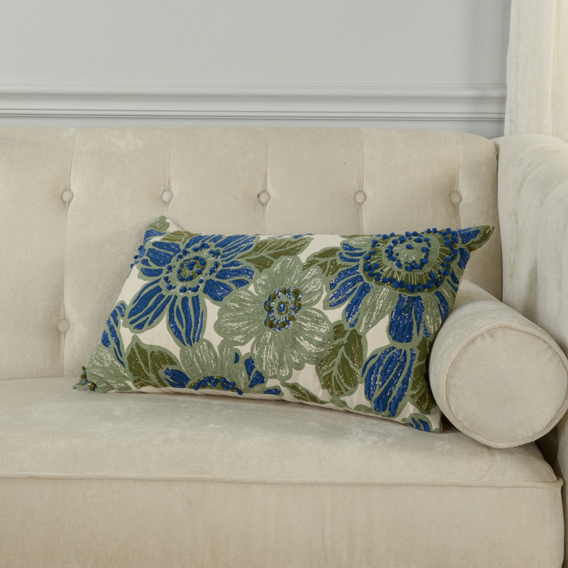 14x26 Lumbar Pillow, Blue, Down Blend