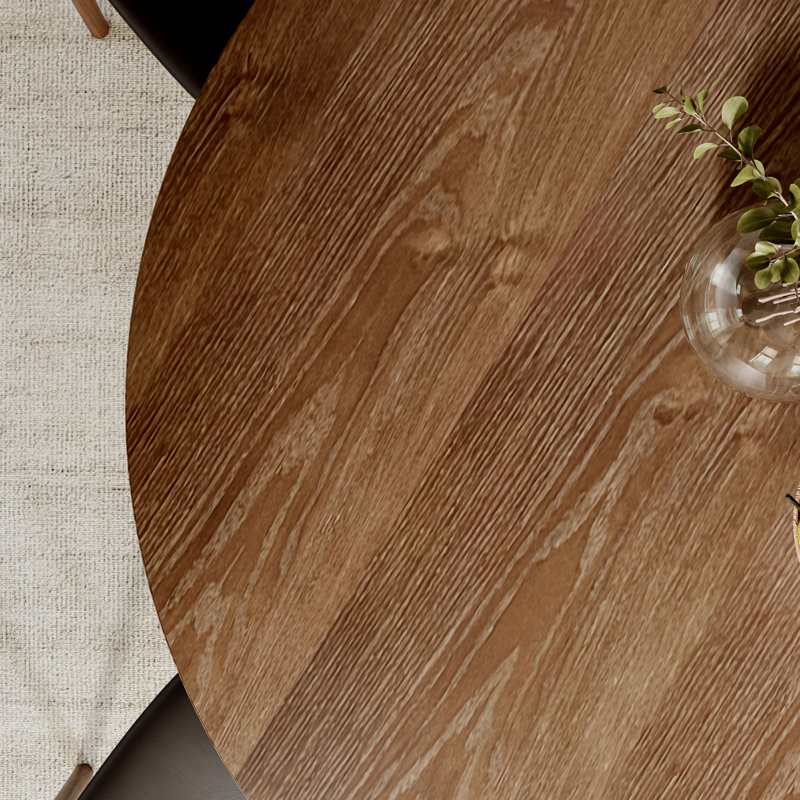 Table de salle à manger en bois massif pour 2/4/6/8 avec base en métal lourd - Ensemble autour de la spirale