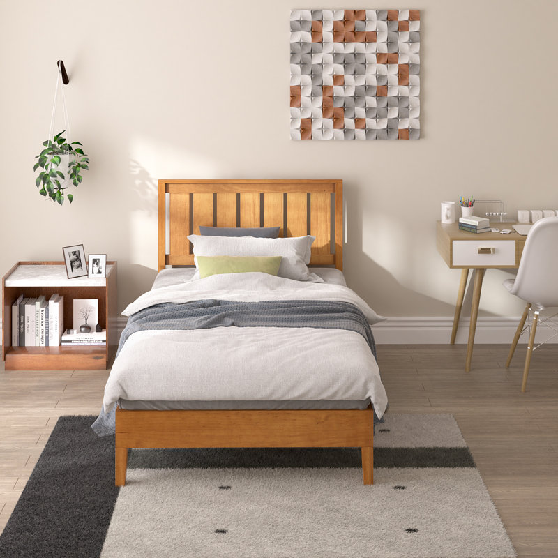 Hykkon Classic Bed Frame with Paneled Headboard, Single (3')