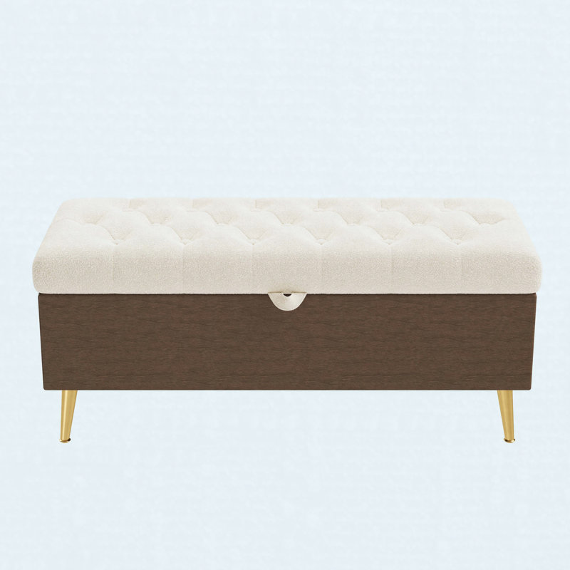 Banc de rangement capitonné capitonné pour la chambre et le vestibule, beige, Beige