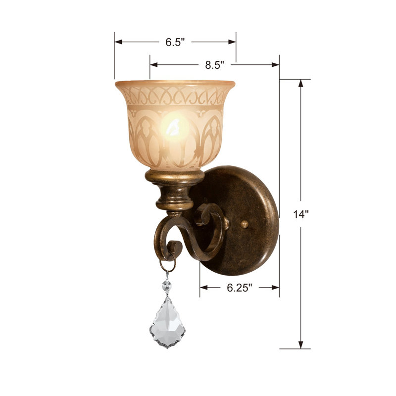 Tusten Armed Sconce, Clear Majestic Wood Polished