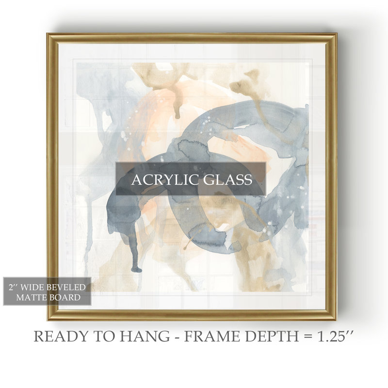 Barteld, «Liquide Blueprint», reproduction d'art sur toile, H 34,5 po x l 34,5 po x P 1,5 po, Cadre doré