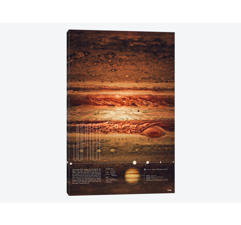 2046 Design «Jupiter» - Impression sur toile tendue, H 18 po x l 12 po x P 1,5 po, Toile tendue, Pas de tapis