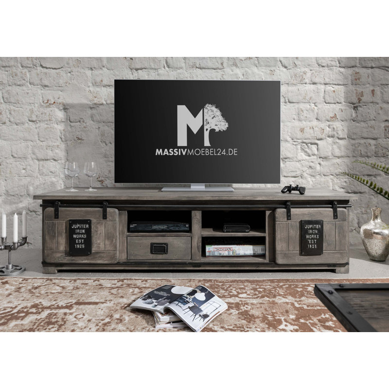 Railway TV Stand for TVs up to 88", Grey