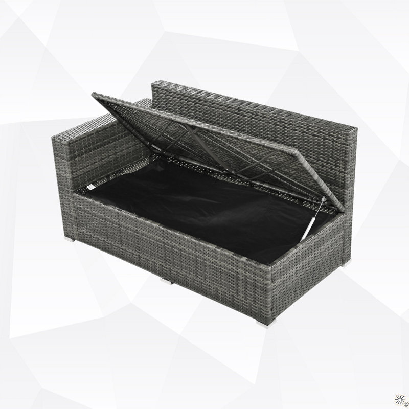Ensemble de conversation modulaire en rotin avec coussins 6 pièces Ferrick, gris
