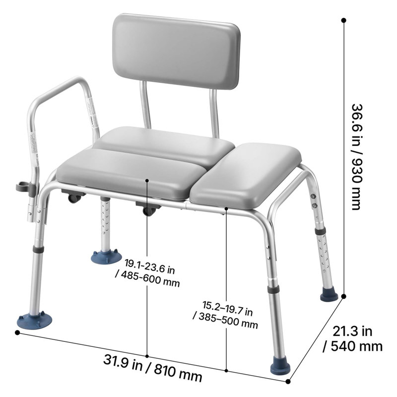 Banc de transfert robuste pour baignoire, avec hauteur réglable et pieds antidérapants, idéal pour les personnes âgées et les personnes à mobilité réduite.