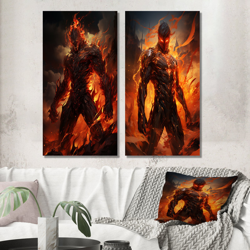 «Fire Force Villian», 2 pièces sur toile, Toile tendue, H 20 po x l 24 po