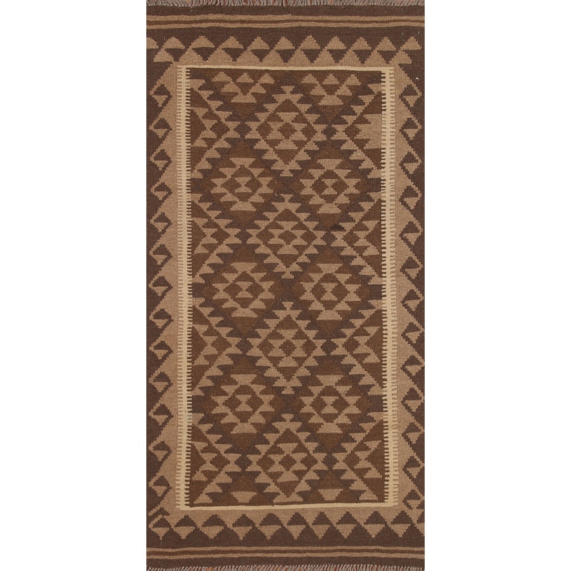 Tapis de couloir oriental brun Kilim 3 x 7