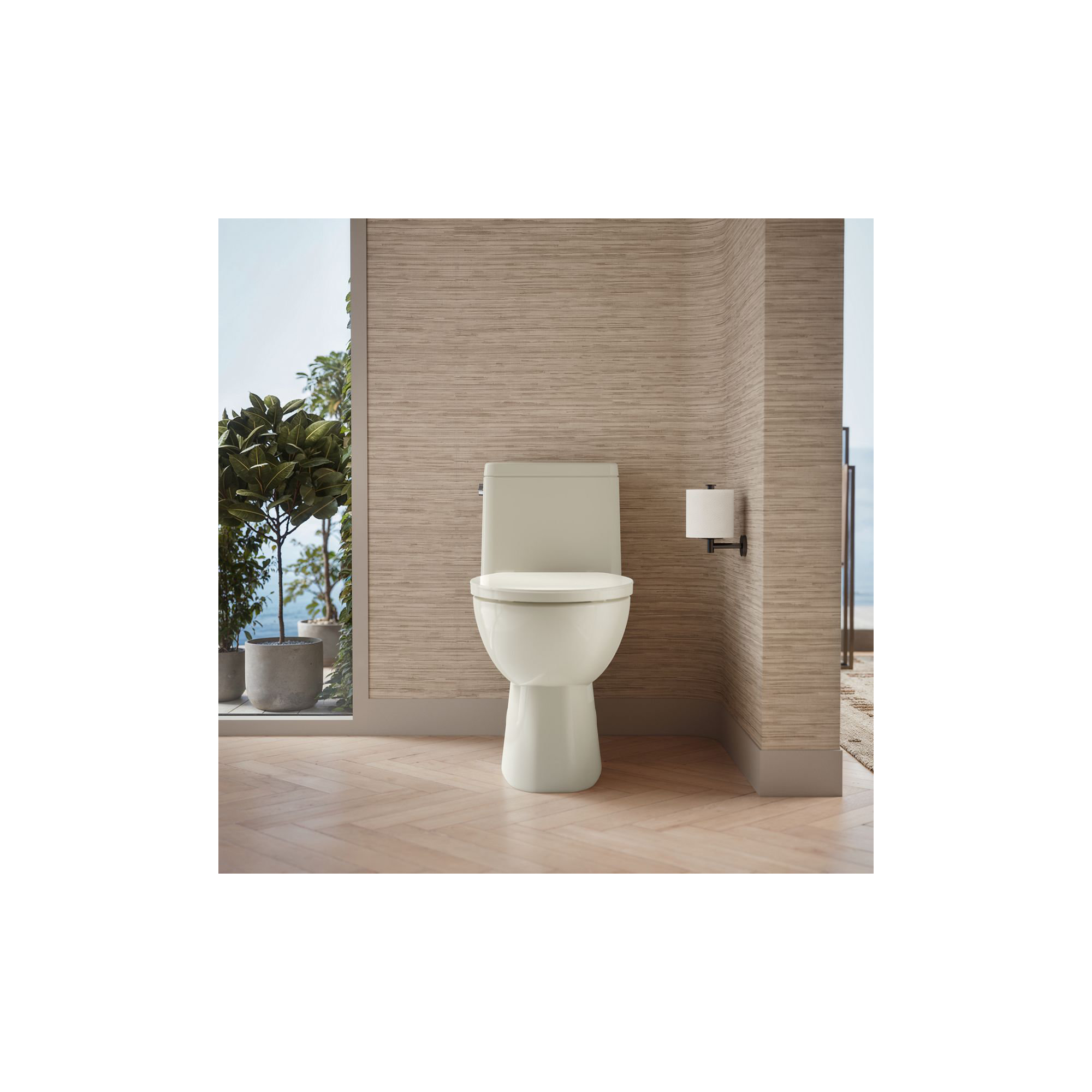 Reach 1.28 GPF Water Efficient Elongated Toilet, Biscuit