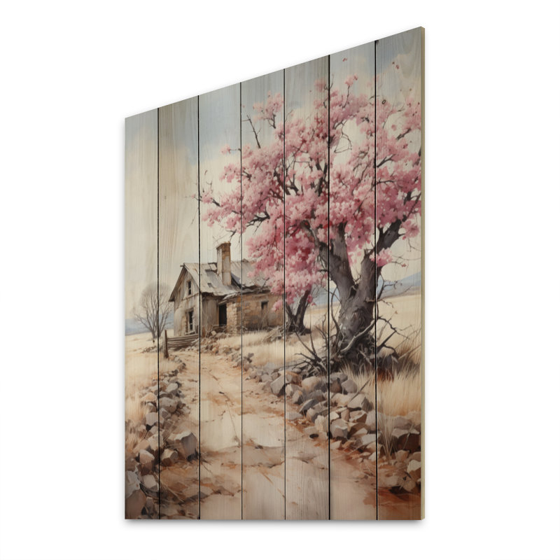 " Pink Farmhouse Homestead Harmony III ", 32" H x 24" W x 0.78" D