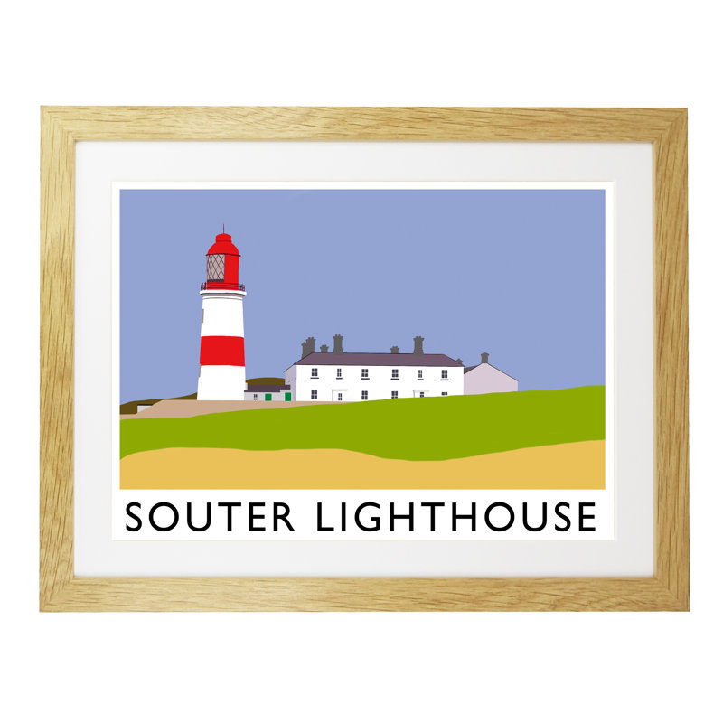 Souter Lighthouse 2 1 Piece Wall Art, 33.5 cm H x 43.5 cm W x 2.2 cm D, Oak Wood Frame