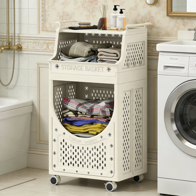 Plastic Laundry Cart with Wheels