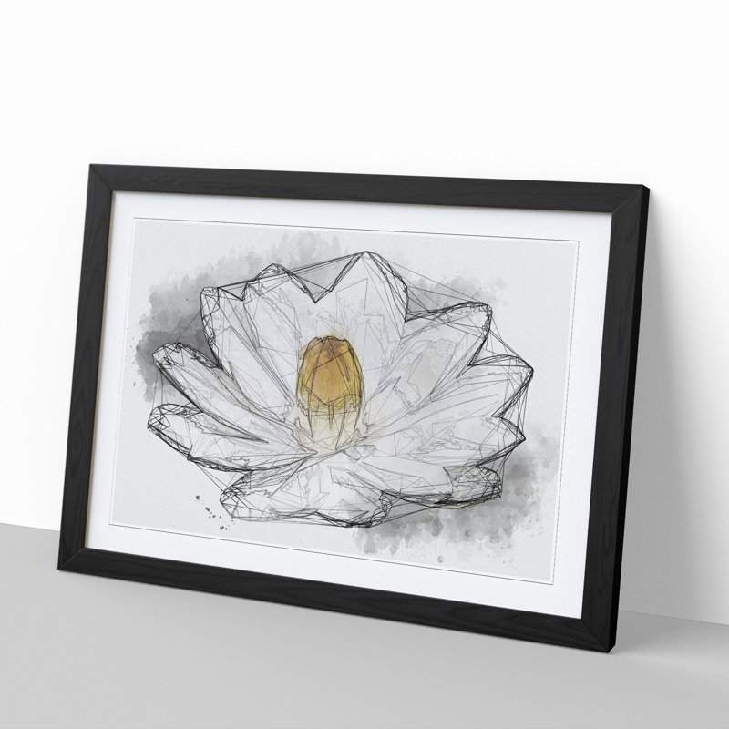 Heart of a White Lily - Picture Frame Graphic Art, Black Framed, 36cm H x 48cm W x 2cm D