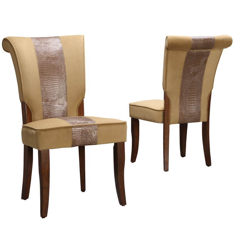 Chaise d'appoint Aukeem, Velours brun et imprimé faux alligator