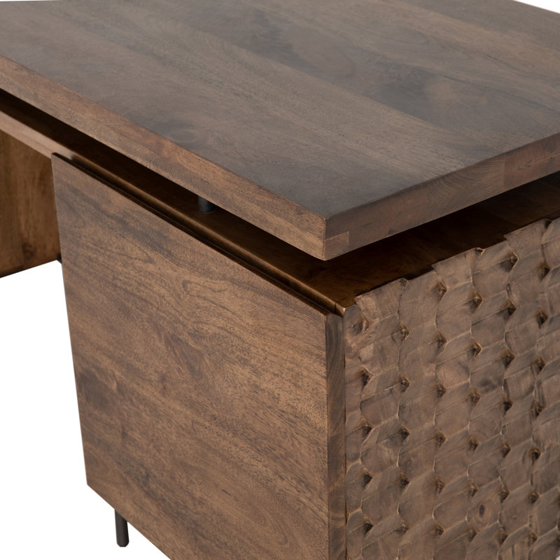 Raffael Solid Wood Credenza Desk, Brown