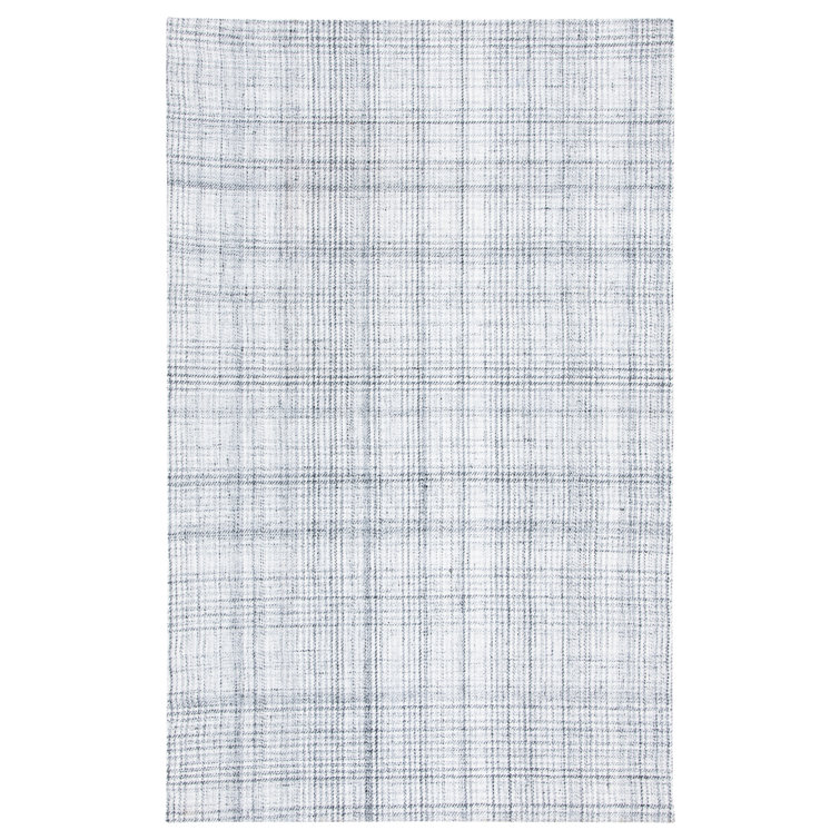 Earica Plaid Handmade Handwoven Gray/Ivory Area Rug
