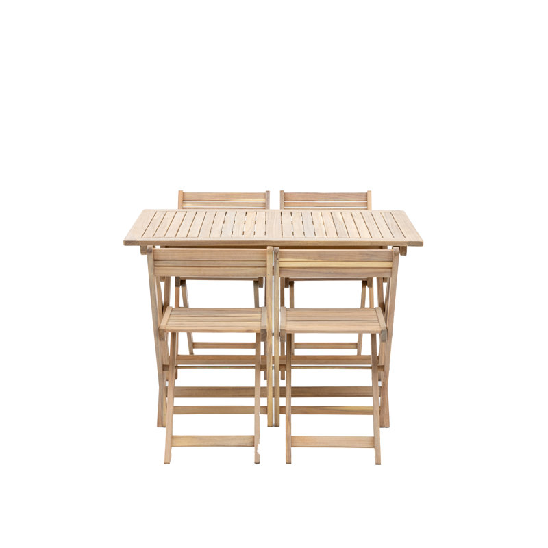Candase 4 - Person Wood Patio Dining Set with Rectangular Table, Beige