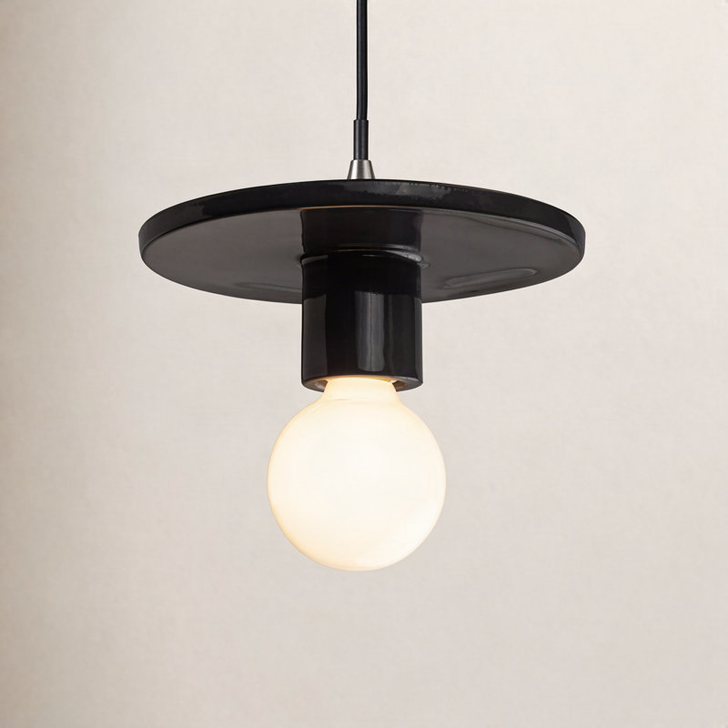 Leni 1 - Light Single Pendant, Gloss Black, Brushed Nickel