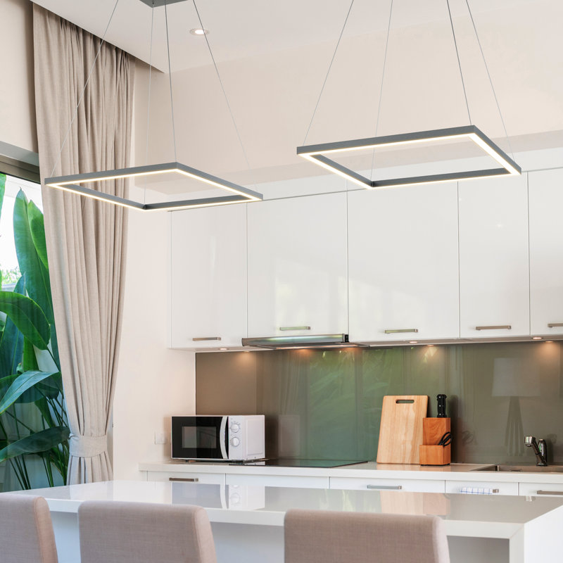 White Crystal 20-Inch Modern Square LED Chandelier