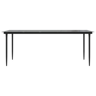  Table de salle à manger de patio en acier trempé noir 78,7 po x 39,4 po x 29,1 po