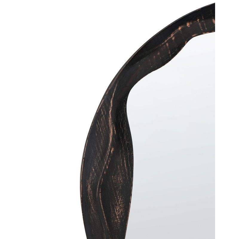 Solid Wood Round Floor Mirror