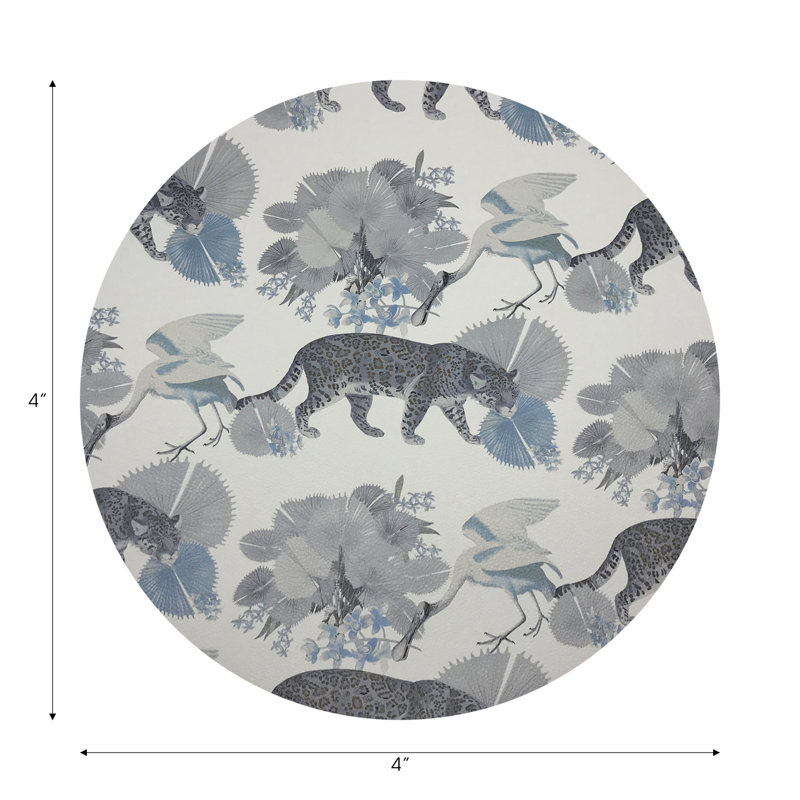 Sous-verres ronds en cuir végétalien Leopard, Poudre