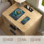 17.7'' W 2-Drawer Nightstand with Charging Station, Fluted Bedside Table with Open Cubby