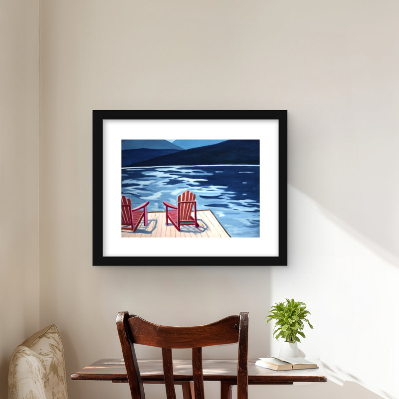 «Mountains Office», reproduction encadrée - chaises de quai Lake