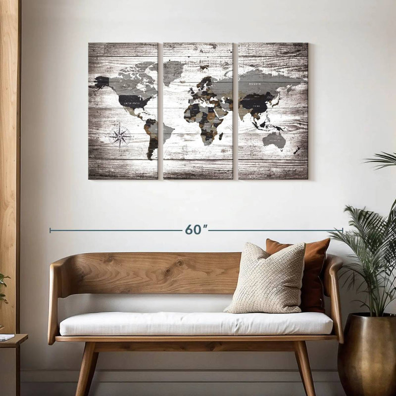 Keiri Aged World Map XXXII, 28" H x 45" W