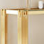Console avec verre trempé double couche, cadre en acier inoxydable au fini miroir doré, style moderne et élégant