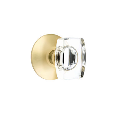 Ensemble de boutons d'intimité Emtek avec rosette moderne et bouton en verre Windsor