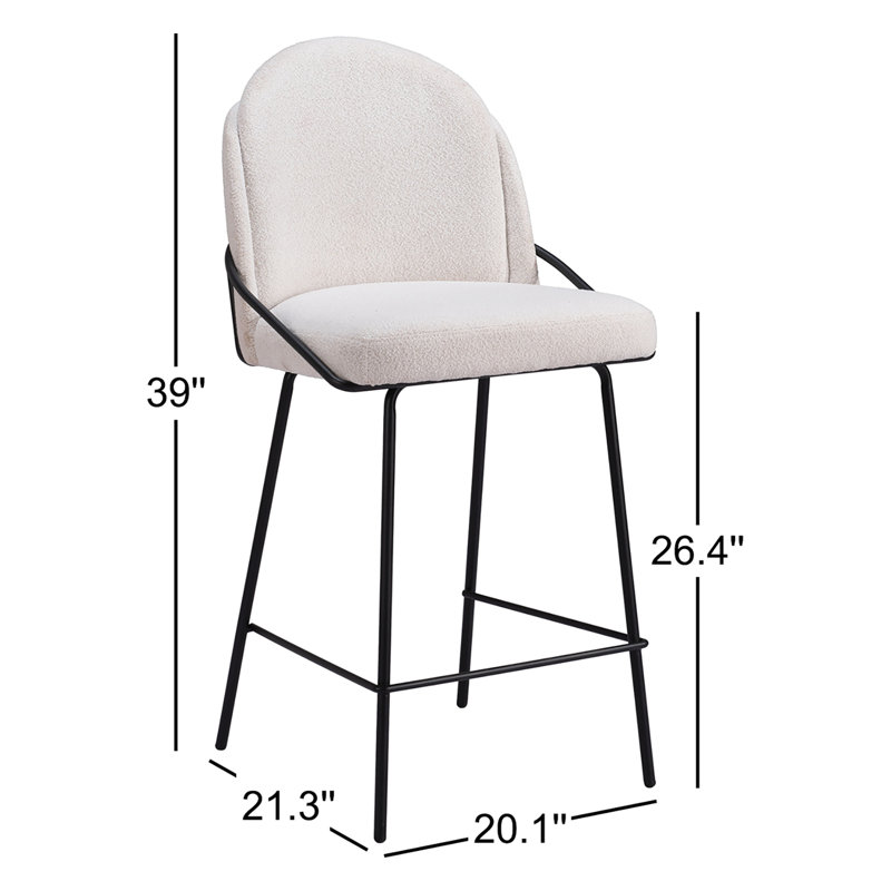 Aleashia Upholstered Counter Stool, White, Bar Stool (30.3" Seat Height)
