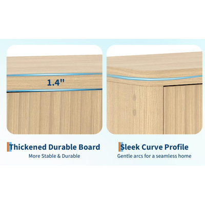 Buffet Cabinet with Storage, Two-Door Sideboard, 25MM Thick MDF Oak Storage Cabinet with Adjustable Shelves