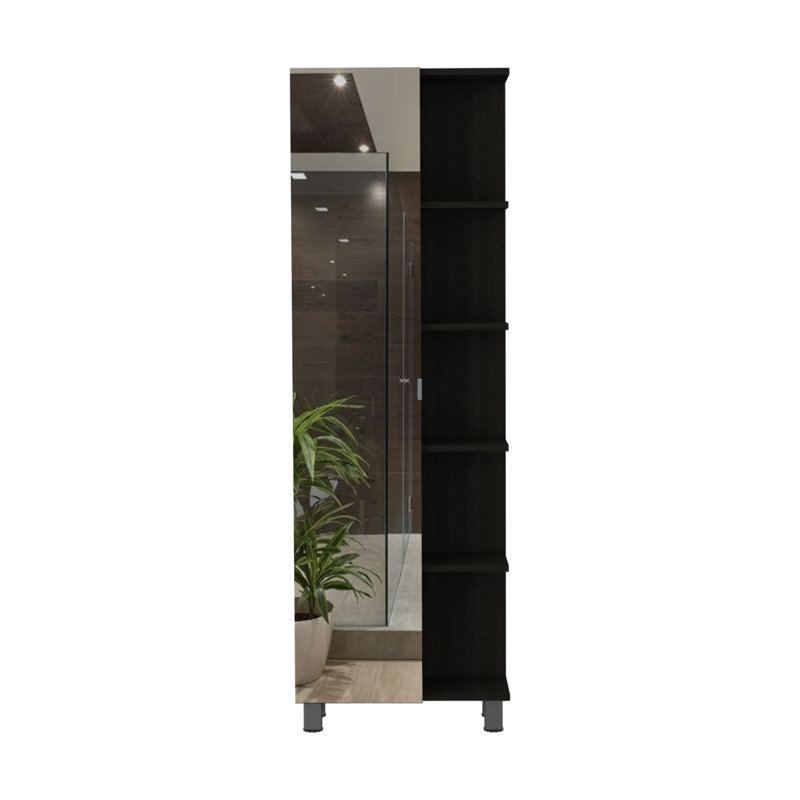 Élégante armoire à miroir, quatre tablettes intérieures