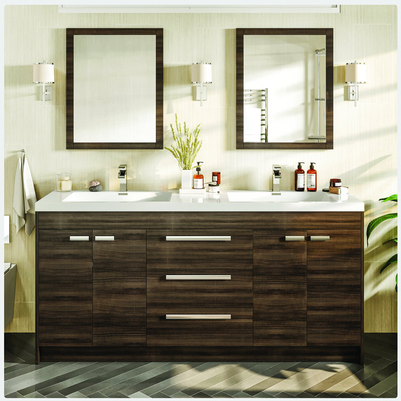 Ensemble de meuble-lavabo double 60 po Wauconda, 60", Chêne gris