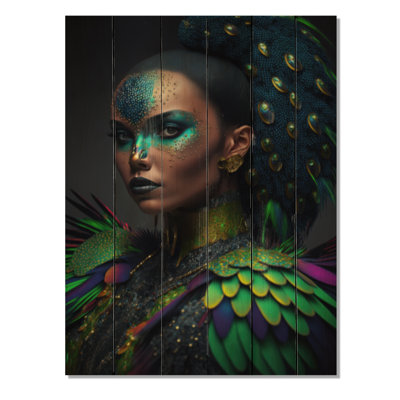 Portrait de mode avant-garde IV - Femme avant-garde, reproduction sur bois de pin naturel