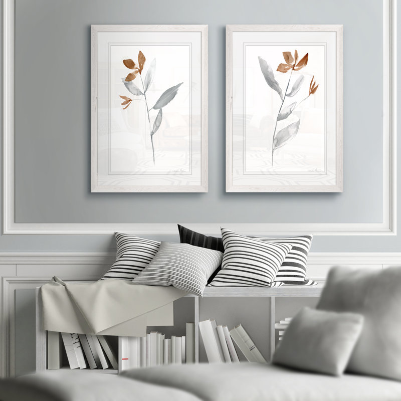 «Simple Stem I» par Vincent Van Gogh - ensemble de 2 reproductions d'art, H 24 po x l 18 po x P 1,25 po, Blanc
