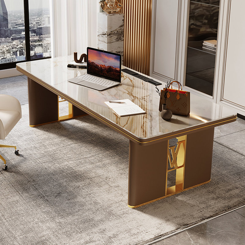 Bureau rectangulaire en pierre, H 29,53 po x l 78,74 po x P 31,5 po
