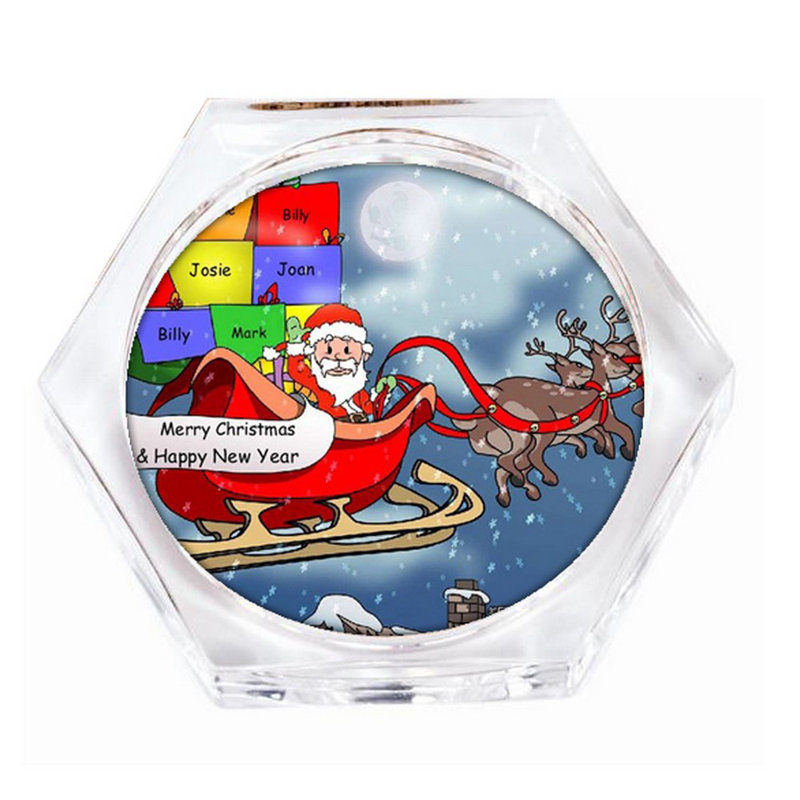 Ensemble de 4 sous-verres personnalisés Père Noël en traîneau, Oui