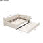 Lit plateforme double tapissier moderne avec et gigogne beige - Fabrication en bois, peu encombrante et structure robuste simple, sans sommier tapissier pour un look de chambre à coucher élégant