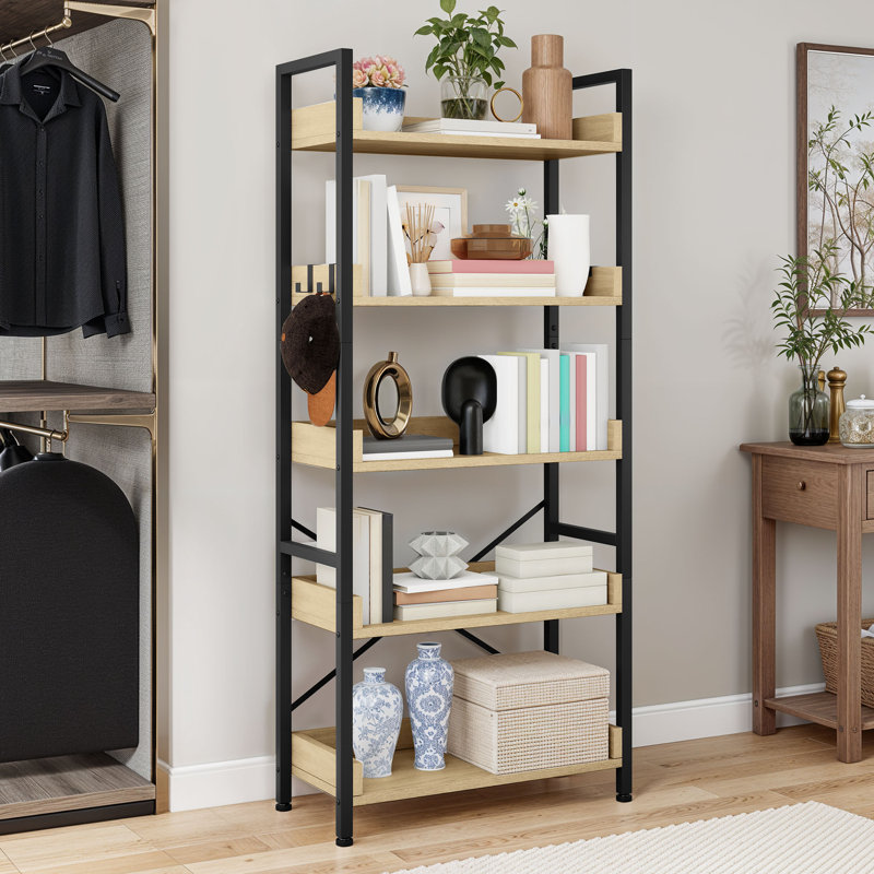 160cm H x 64cm W Metal Ladder Bookcase, Beige